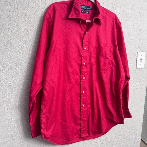 Ralph Lauren Yarmouth Dress Shirt Men’s 16/35 Red - Picture 2 of 4